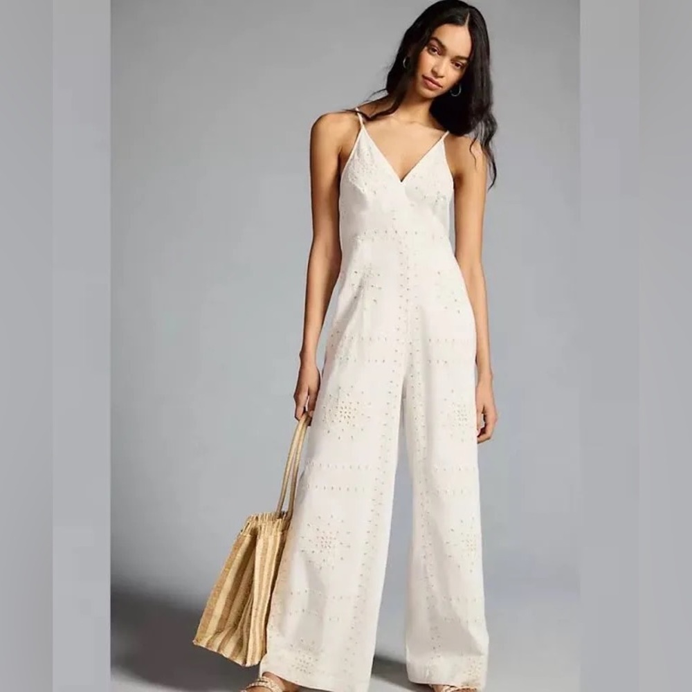 Ranna Gill Anthropologie white eyelet jumpsuit